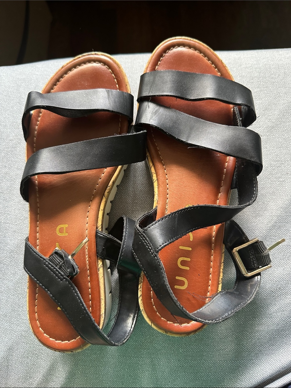 Unisa Black Multi-Strap Leather Sandals